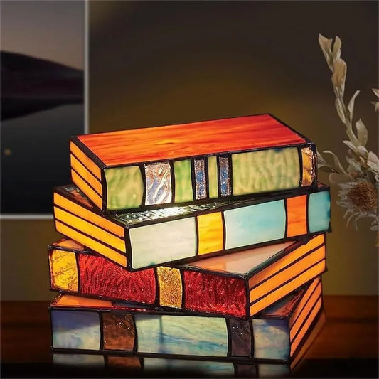 🎁-📚Stained Glass Stacked Books Lamp