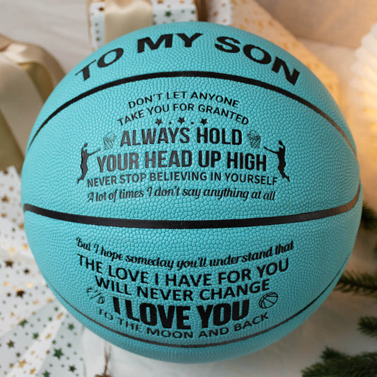 Personalized Letter Basketball For Son, Basketball Indoor/Outdoor Game Ball For Boy, Birthday Christmas Gift For Son, Blue, Brown
